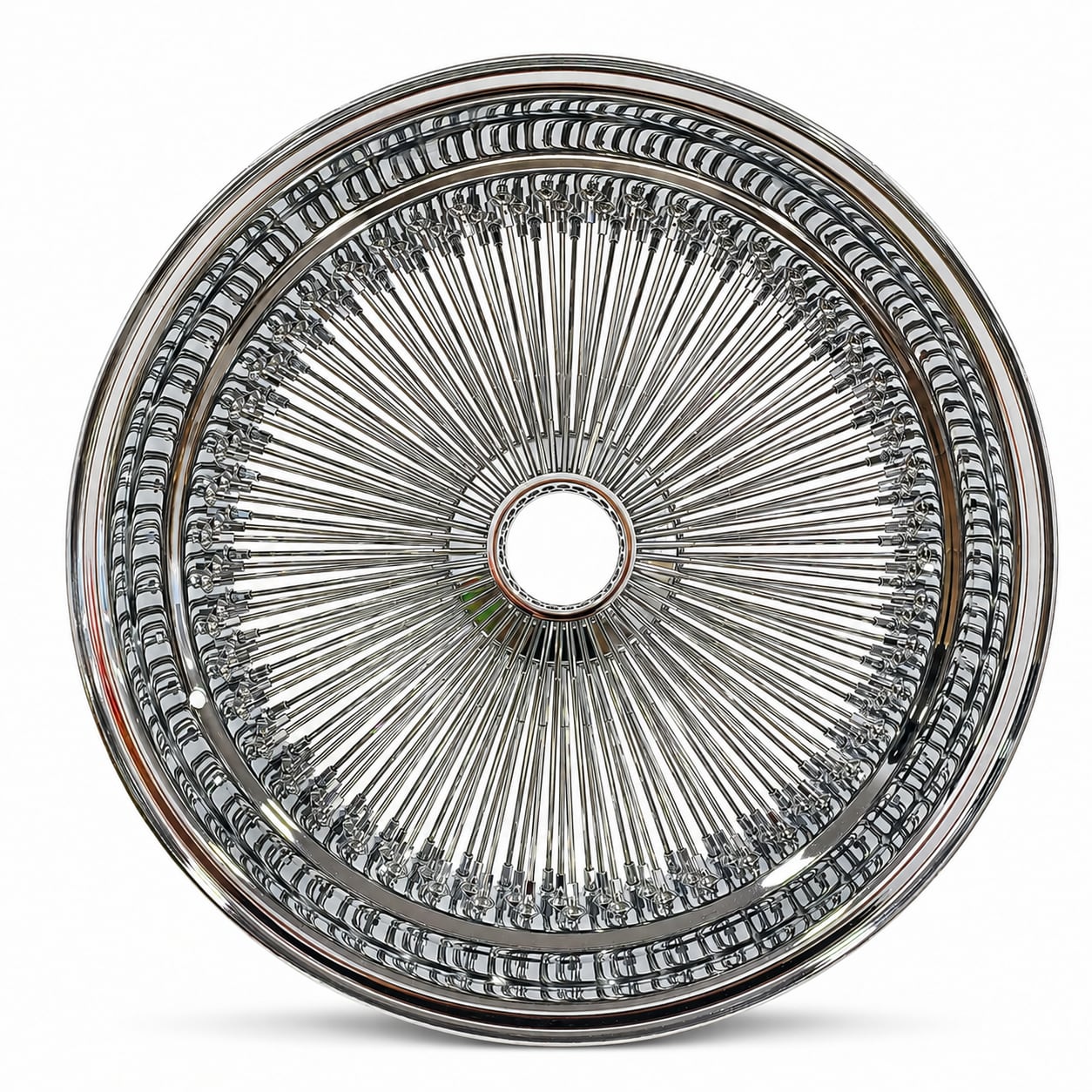 22x8 Chrome 150-Spoke Straight Lace Reverse Wire Wheel