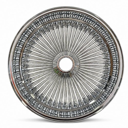 22x8 Chrome 150-Spoke Straight Lace Reverse Wire Wheel