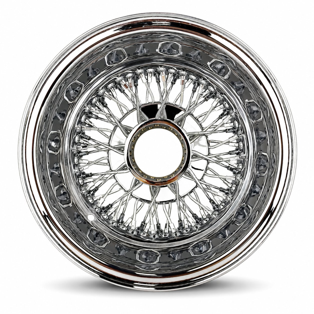 13x7 Chrome 72-Spoke Cross Lace Reverse Wire Wheel