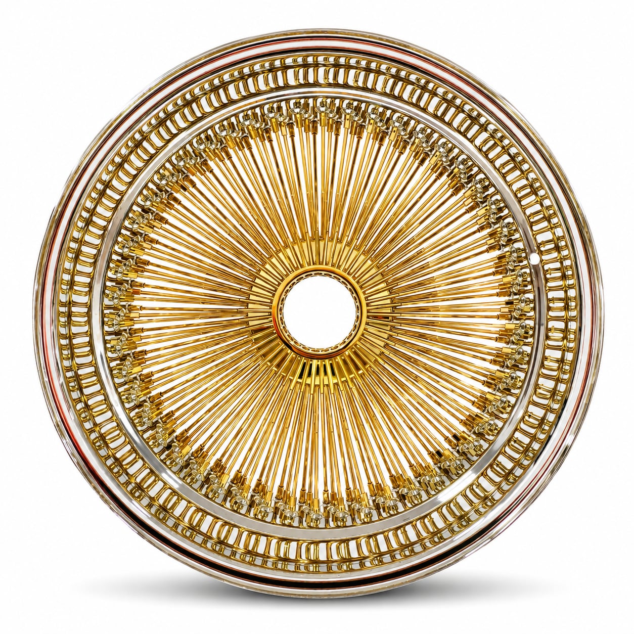 20x8 Chrome 150-Spoke Straight Lace Reverse Wire Wheel