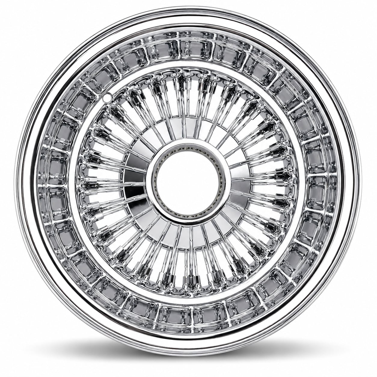 13x7 Chrome 72-Spoke Straight Lace Reverse Wire Wheel