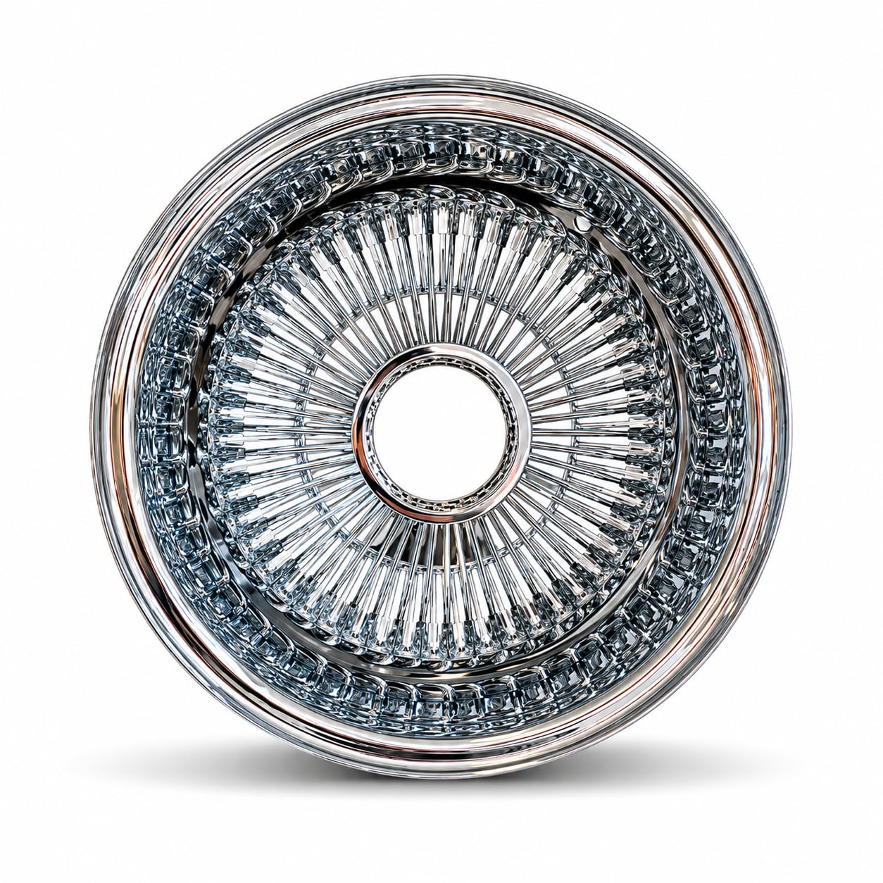 13x7 Chrome 100-Spoke Straight Lace Reverse Wire Wheel