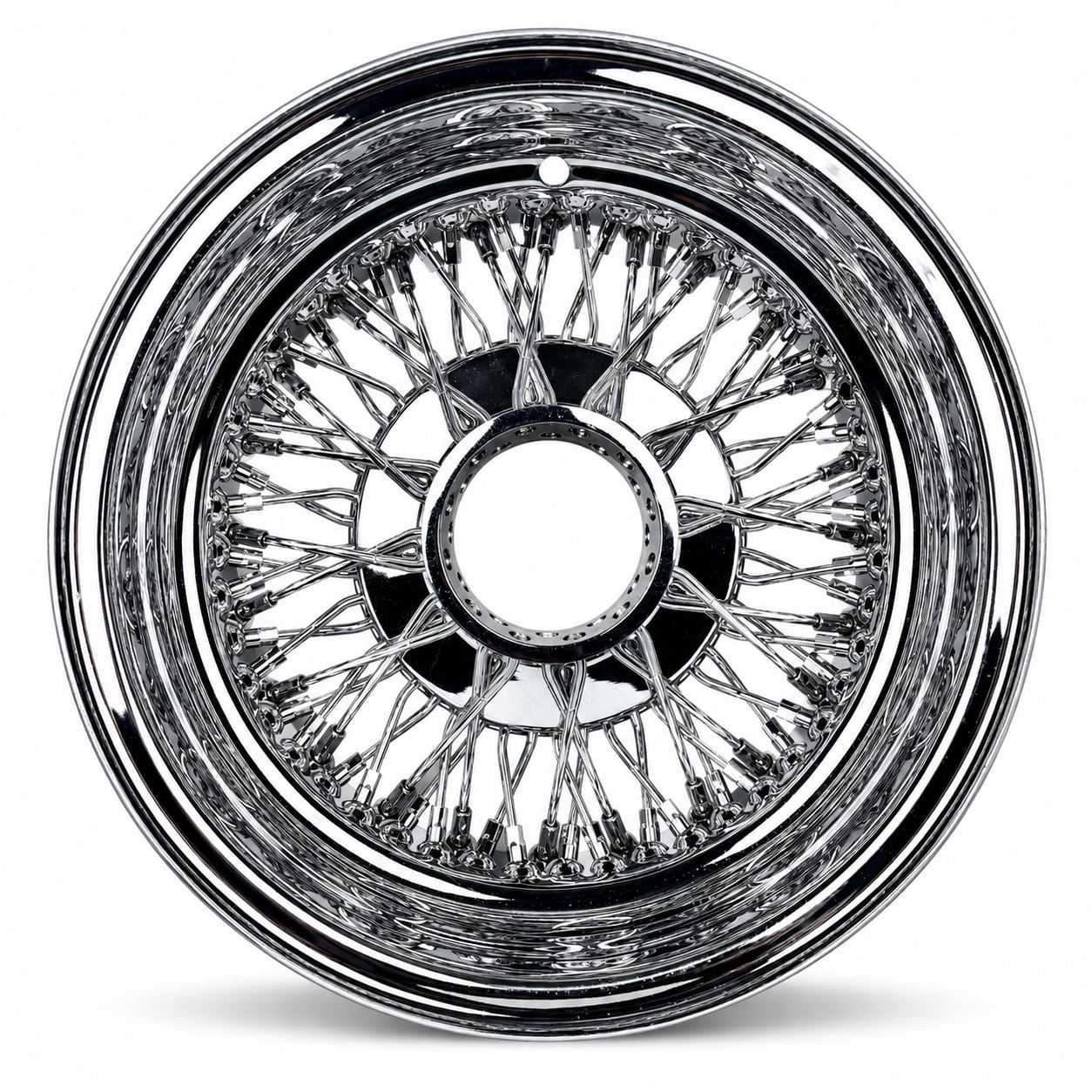 13x5.5 Chrome 72-Spoke Cross Lace Reverse Wire Wheel