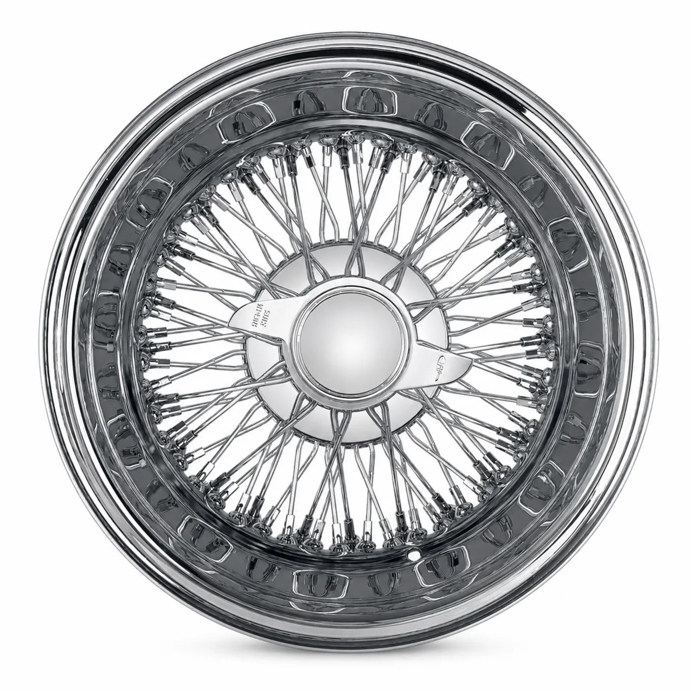 15x7 Chrome 72-Spoke Cross Lace Reverse Wire Wheel
