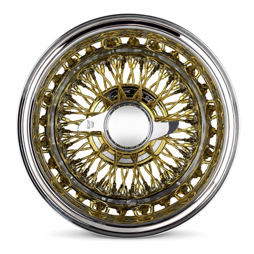 13x7 Center Titanium Gold 72-Spoke Cross Lace Reverse Wire Wheel