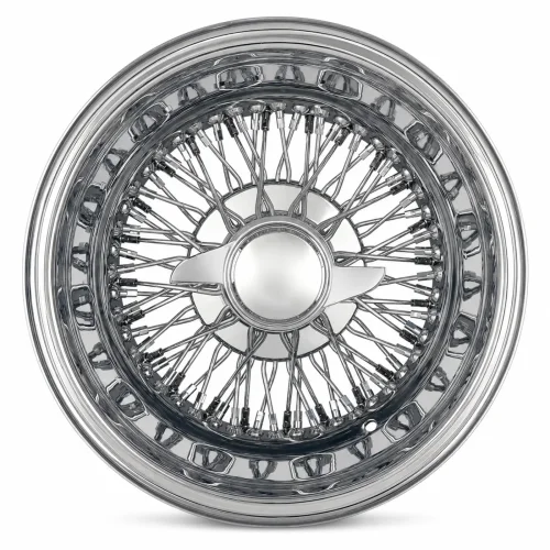 14x7 Chrome 72-Spoke Cross Lace Reverse Wire Wheel