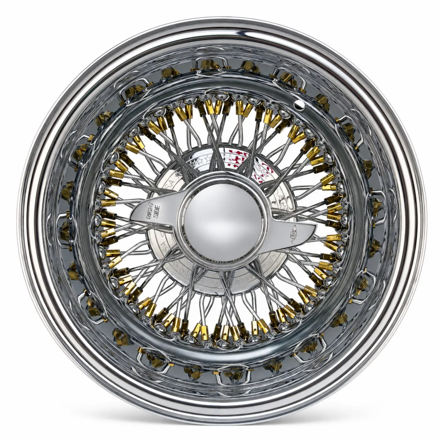 13x7 Titanium Gold 72-Spoke Cross Lace Reverse Wire Wheel