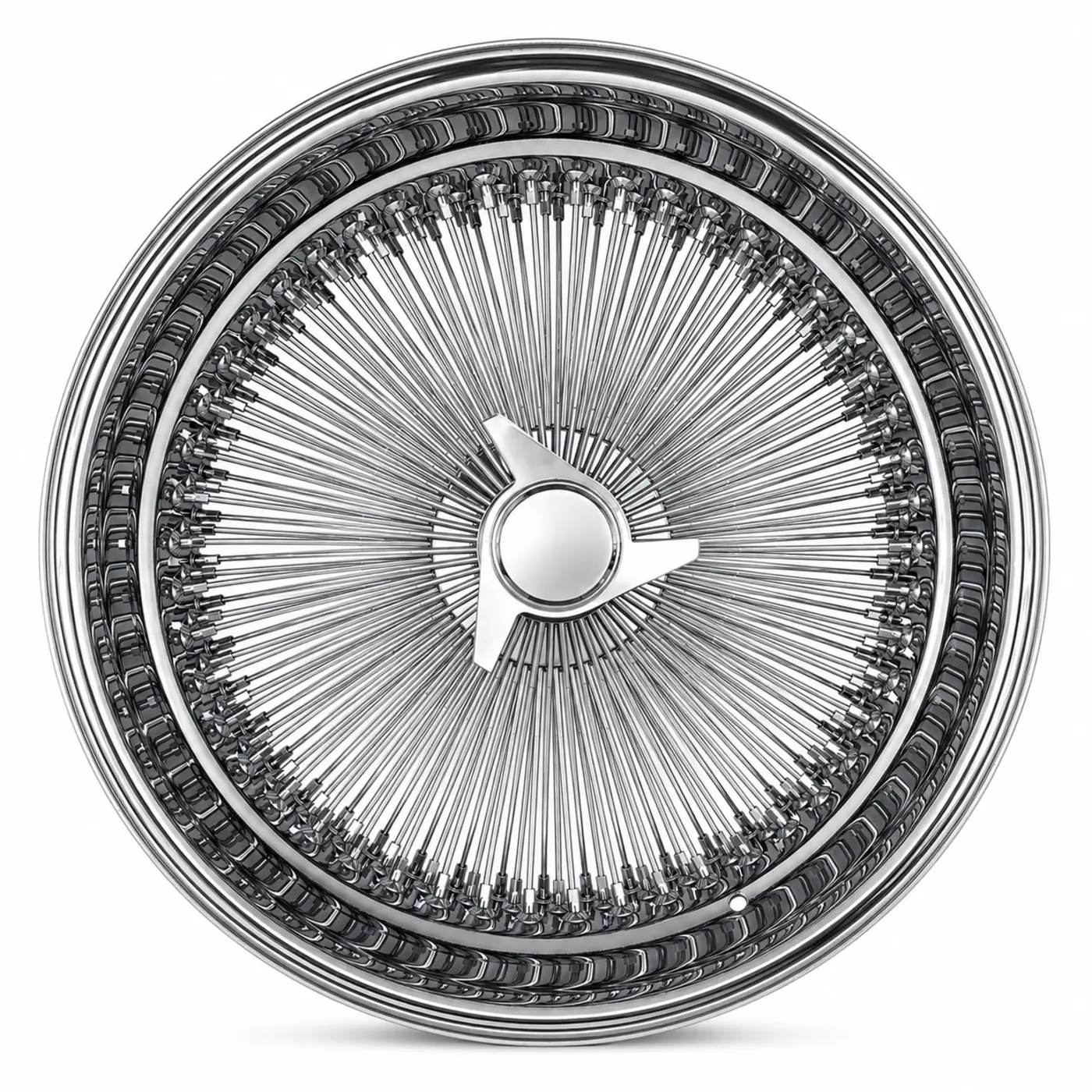 22x8 Chrome 150-Spoke Straight Lace Reverse Wire Wheel
