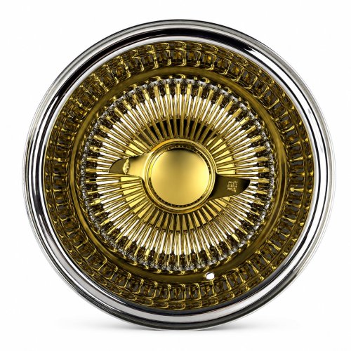 13x7 Center Titanium Gold 100-Spoke Straight Lace Reverse Wire Wheel