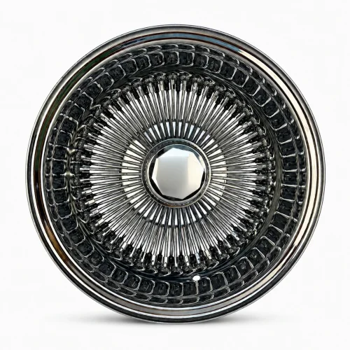 14x7 Chrome 100-Spoke Straight Lace Reverse Wire Wheel