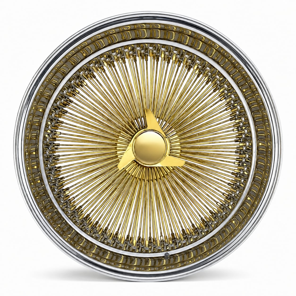 22x8 Center Titanium Gold 150-Spoke Straight Lace Reverse Wire Wheel