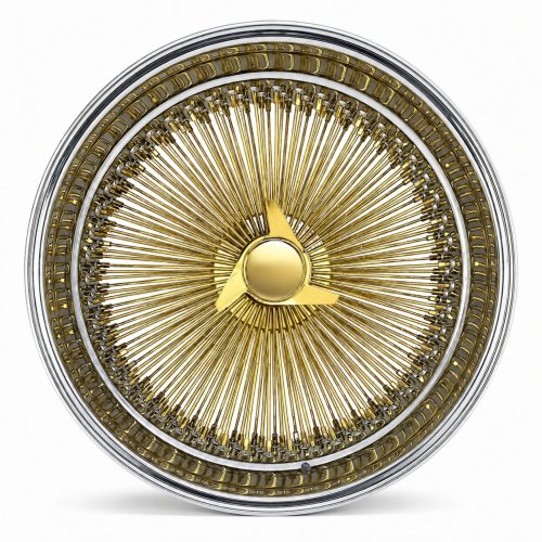 22x8 Center Titanium Gold 150-Spoke Straight Lace Reverse Wire Wheel