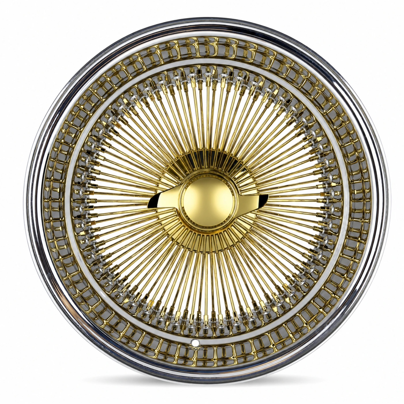 18x8 Center Titanium Gold 100-Spoke Straight Lace Reverse Wire Wheel