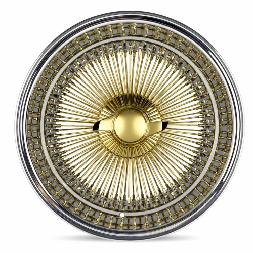 18x8 Center Titanium Gold 100-Spoke Straight Lace Reverse Wire Wheel