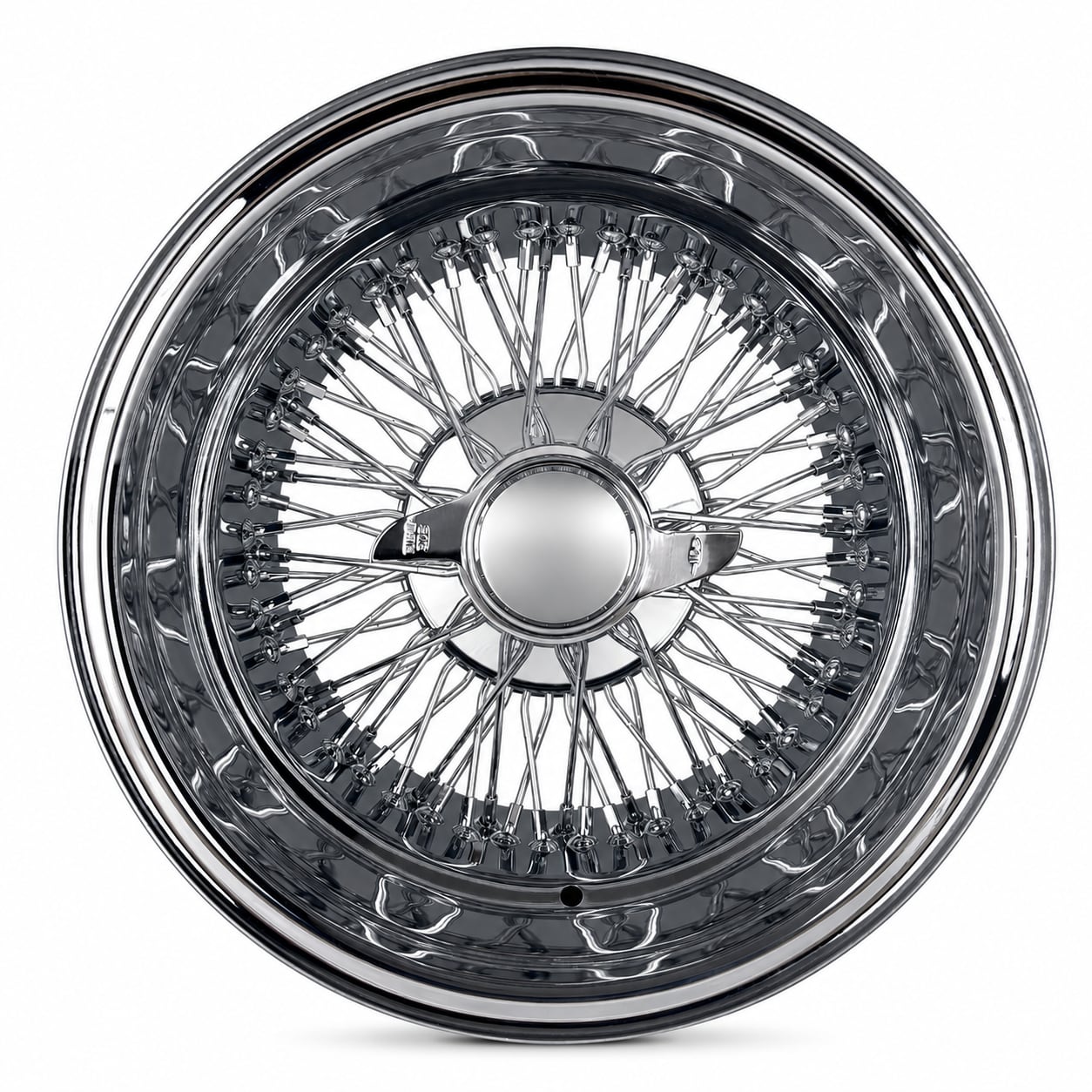 15x10 Chrome 72-Spoke Cross Lace Reverse Wire Wheel
