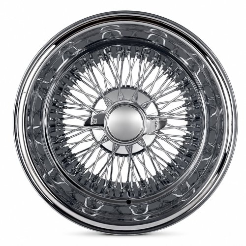 15x10 Chrome 72-Spoke Cross Lace Reverse Wire Wheel