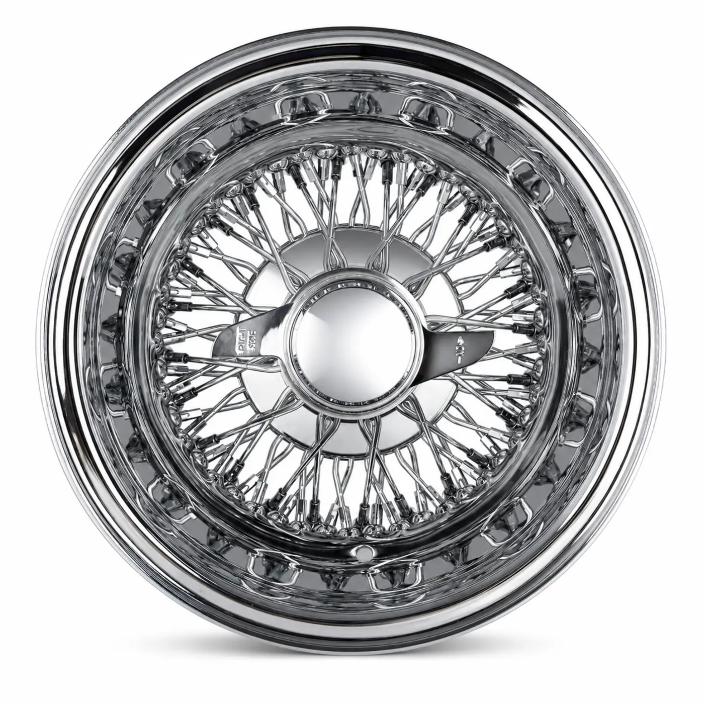13x7 Chrome 100-Spoke Cross Lace Reverse Wire Wheel