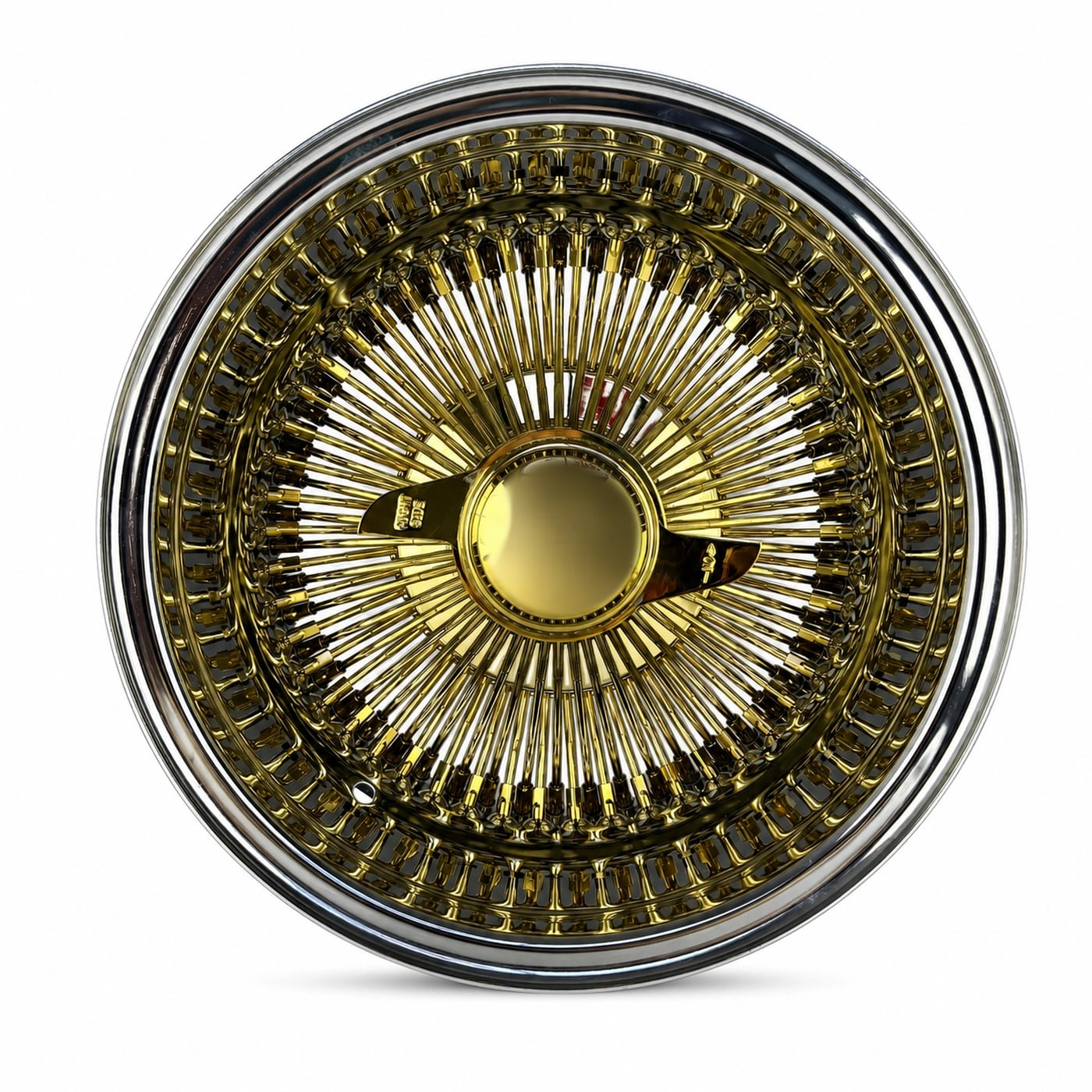14x7 Center Titanium Gold 100-Spoke Straight Lace Reverse Wire Wheel