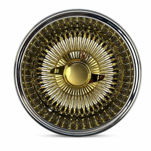 14x7 Center Titanium Gold 100-Spoke Straight Lace Reverse Wire Wheel