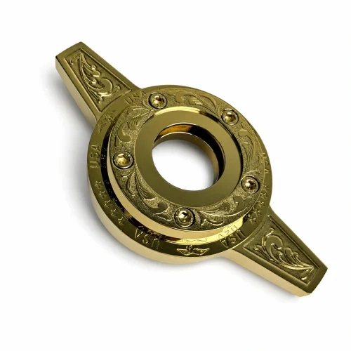2-Bar Engraved Open Center Gold Wire Wheel Knock Off