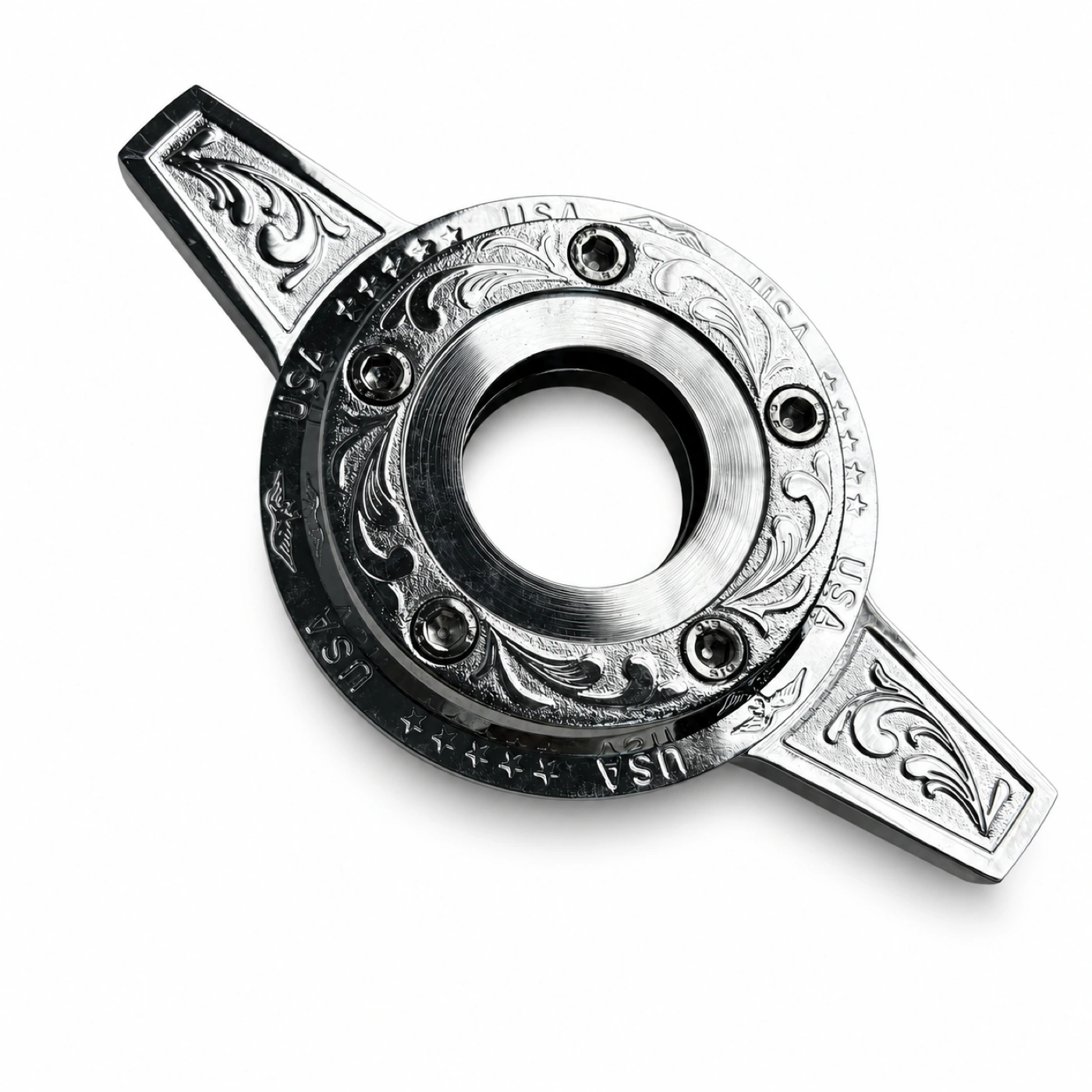 2-Bar Engraved Open Center Chrome Wire Wheel Knock Off