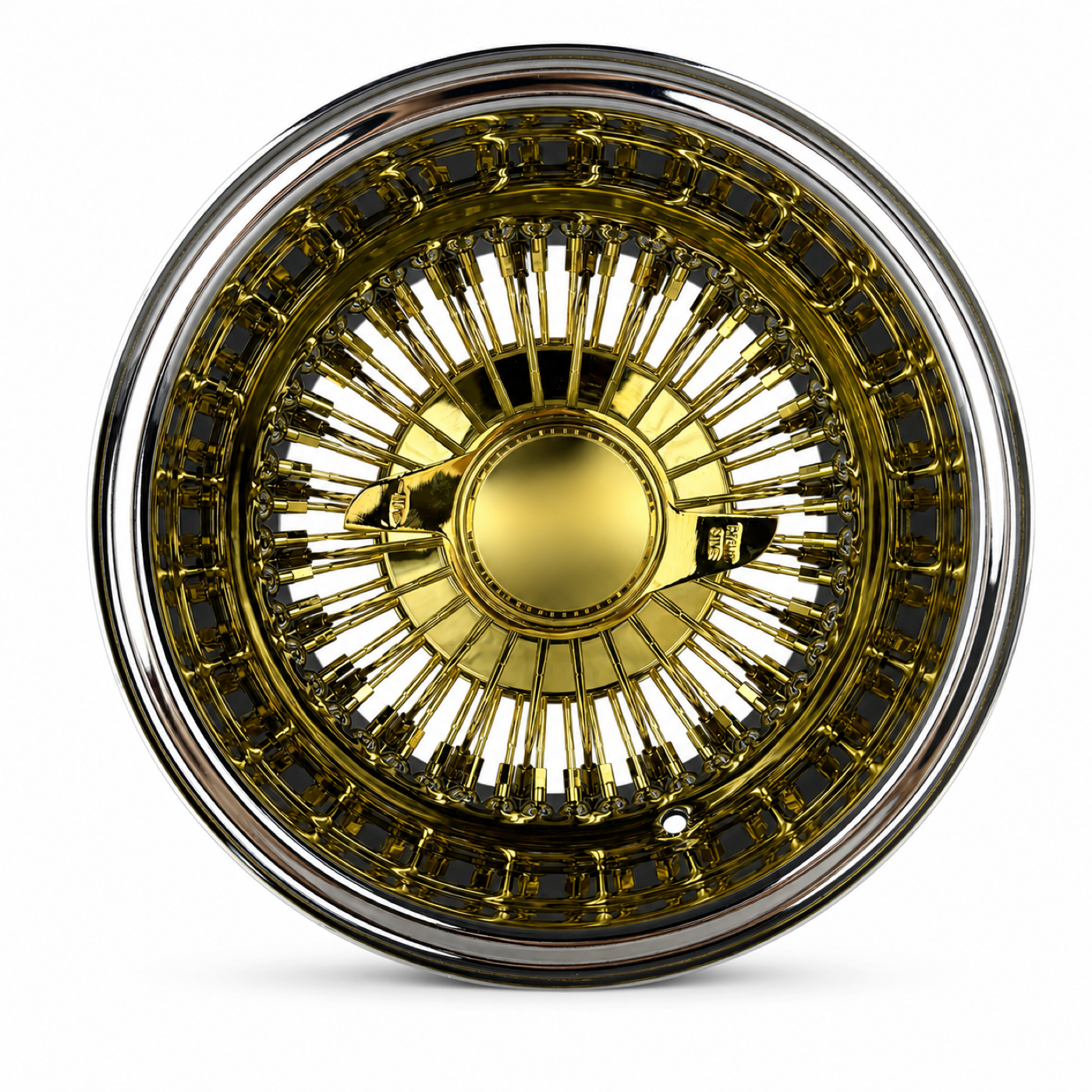 13x7 Center Titanium Gold 72-Spoke Straight Lace Reverse Wire Wheel