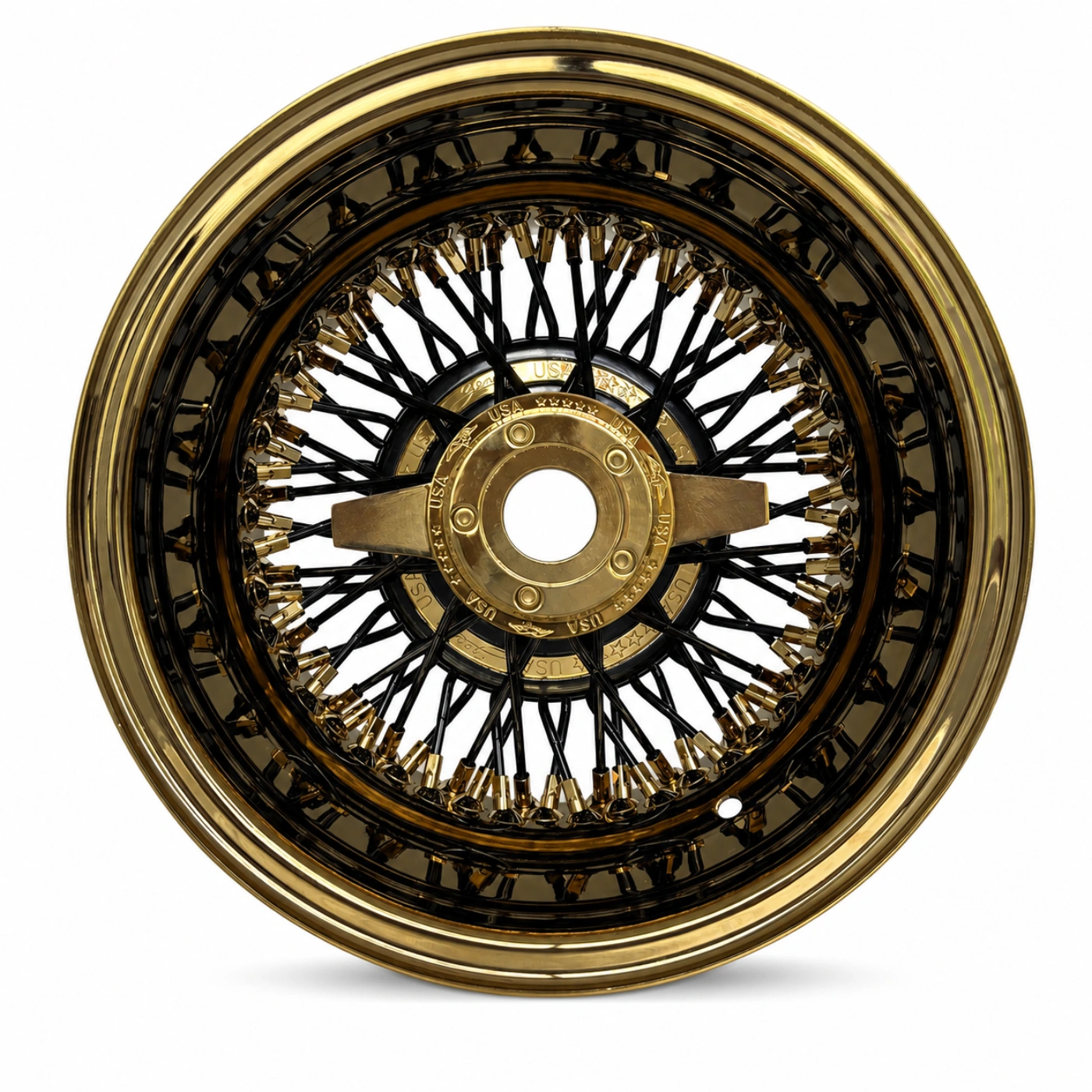 13x7 Titanium Gold 72-Spoke Cross Lace Reverse Wire Wheel