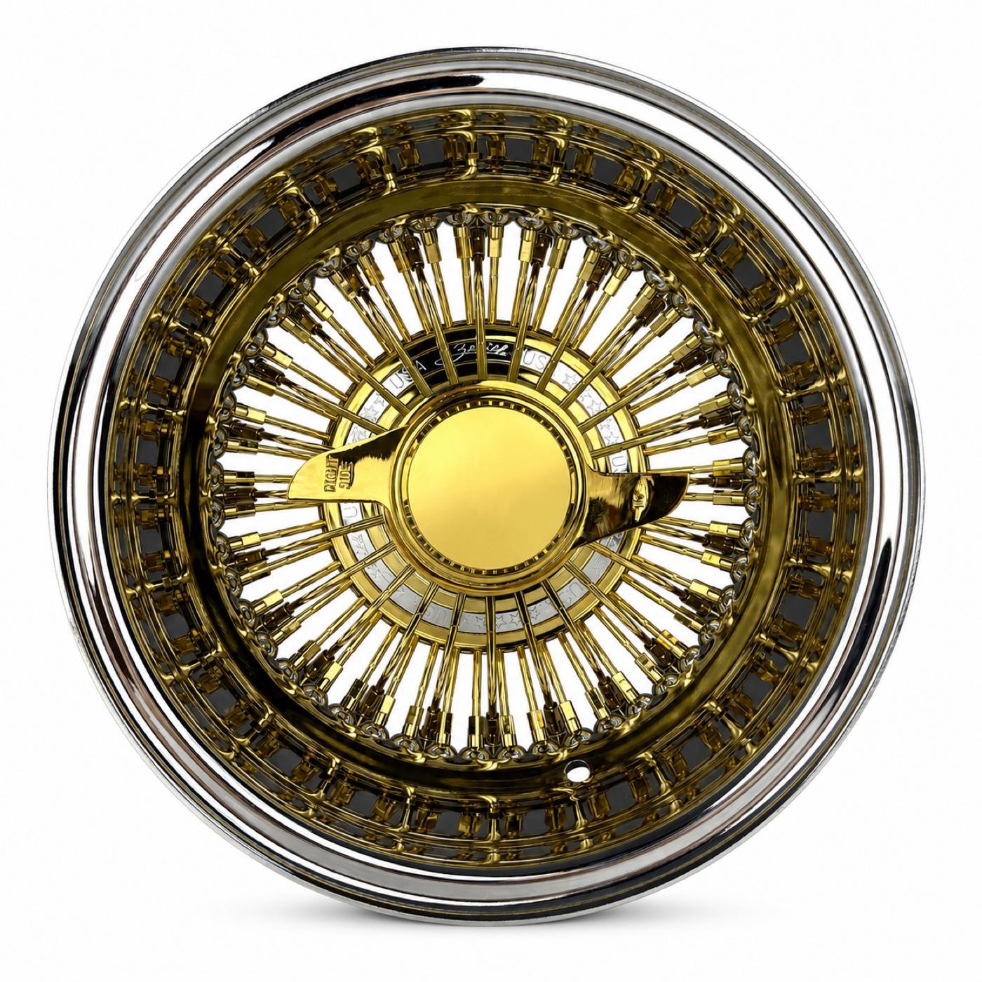 13x7 Center Titanium Gold 72-Spoke Straight Lace Reverse Wire Wheel
