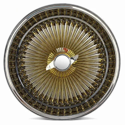 20x8 Center Titanium Gold 150-Spoke Straight Lace Reverse Wire Wheel