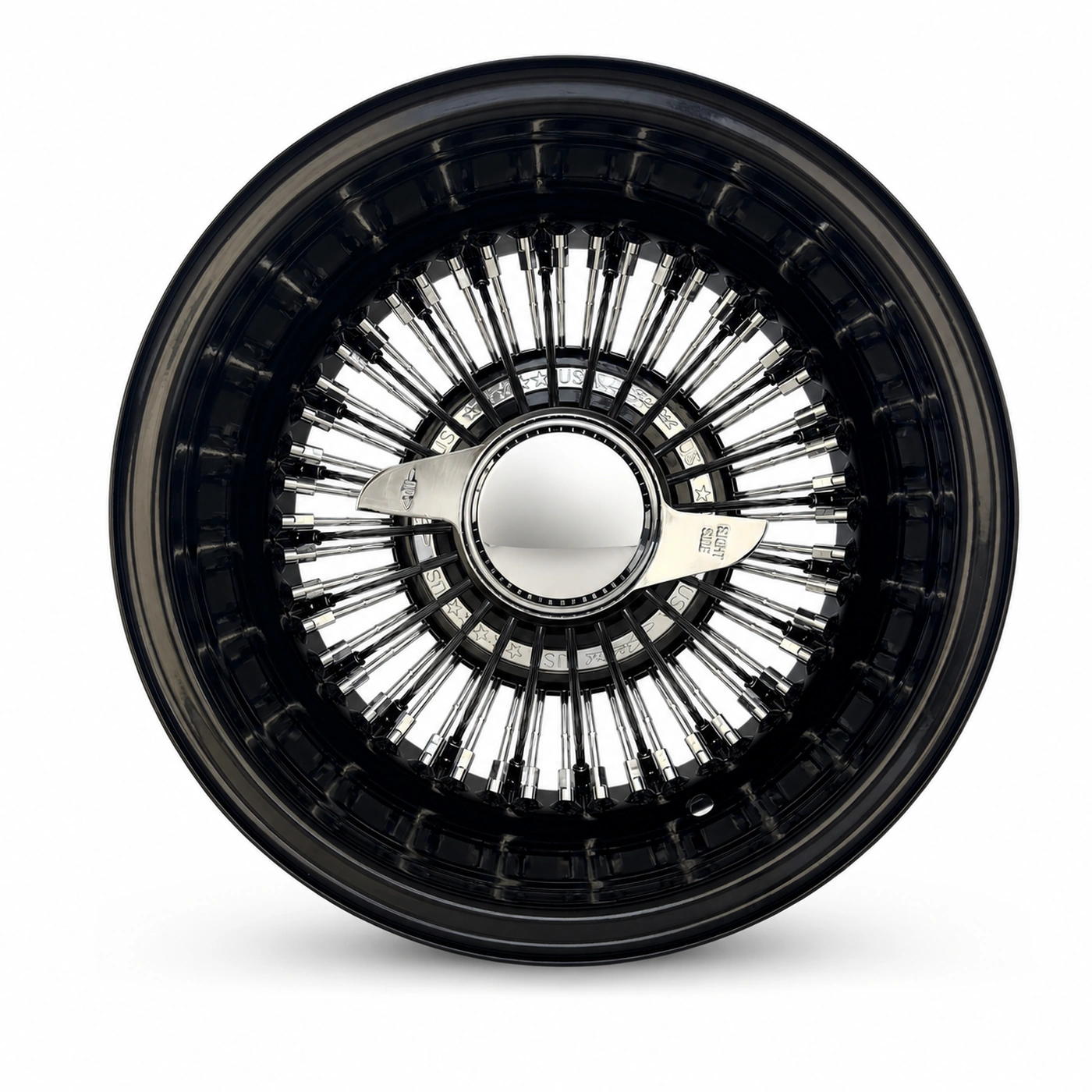 13x7 Black 72-Spoke Straight Lace Reverse Wire Wheel