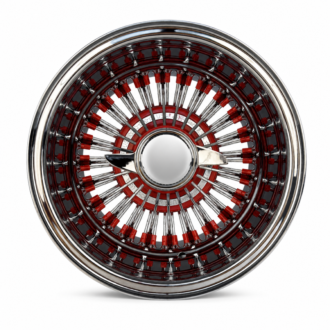 13x7 Chrome 72-Spoke Straight Lace Reverse Wire Wheel