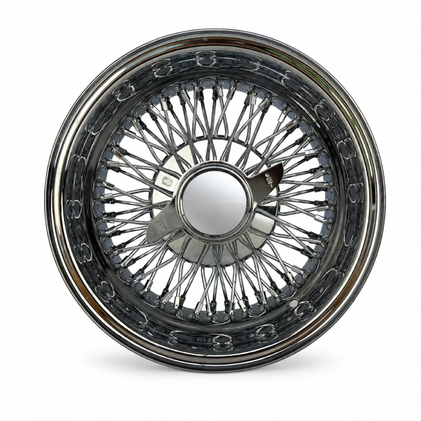 14x6 Chrome 72-Spoke Cross Lace Reverse Wire Wheel