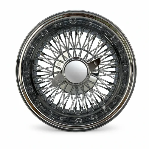 14x6 Chrome 72-Spoke Cross Lace Reverse Wire Wheel