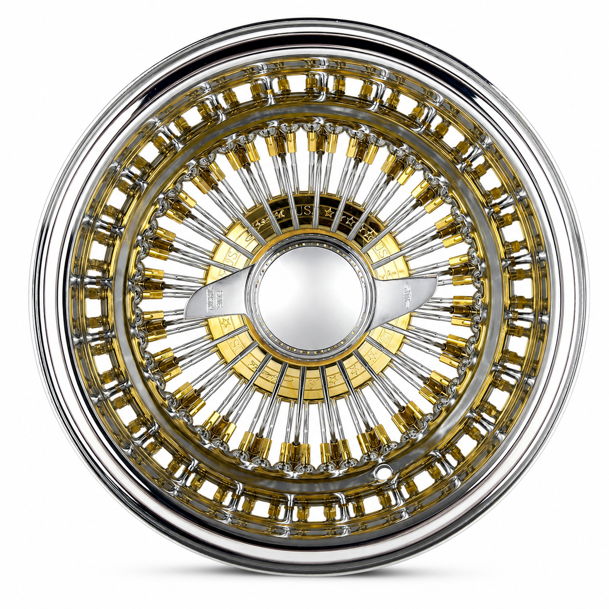 13x7 Center Titanium Gold 72-Spoke Straight Lace Reverse Wire Wheel