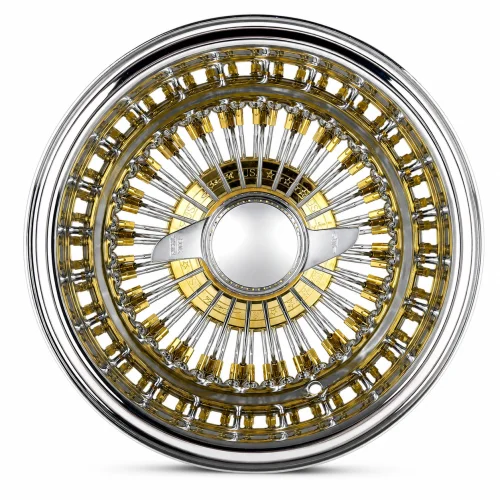 13x7 Center Titanium Gold 72-Spoke Straight Lace Reverse Wire Wheel