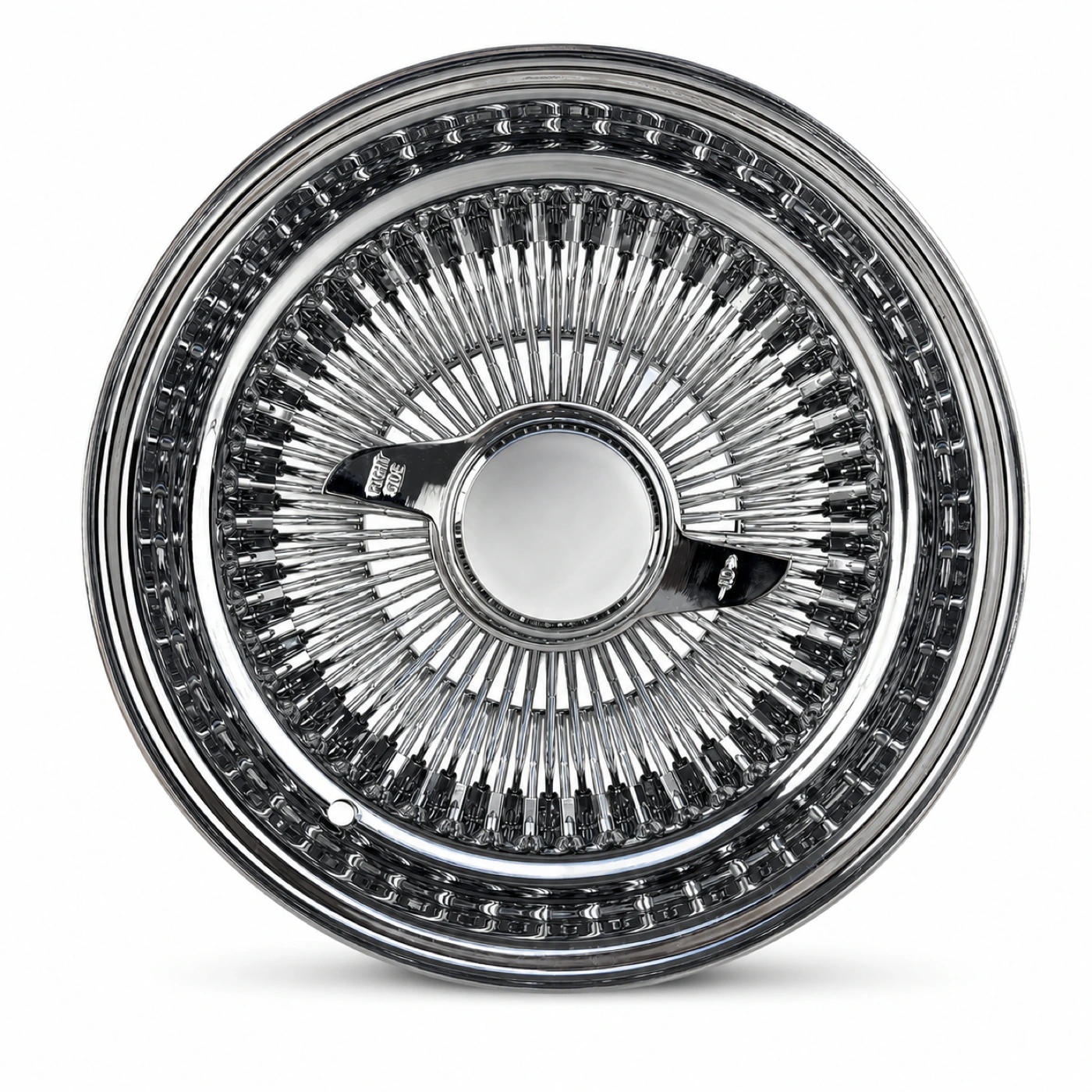 13x5.5 Chrome 100-Spoke Straight Lace Reverse Wire Wheel