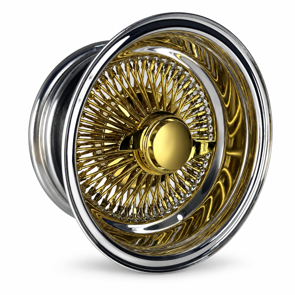 13x7 Center Titanium Gold 100-Spoke Straight Lace Reverse Wire Wheel