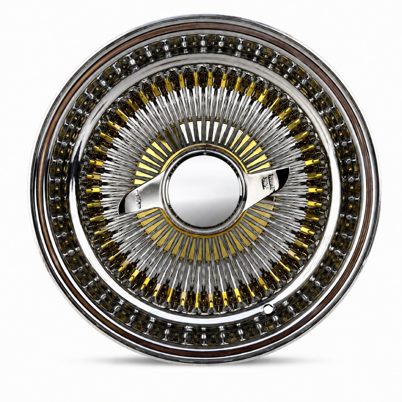 13x5.5 Center Gold 100-Spoke Straight Lace Reverse Wire Wheel