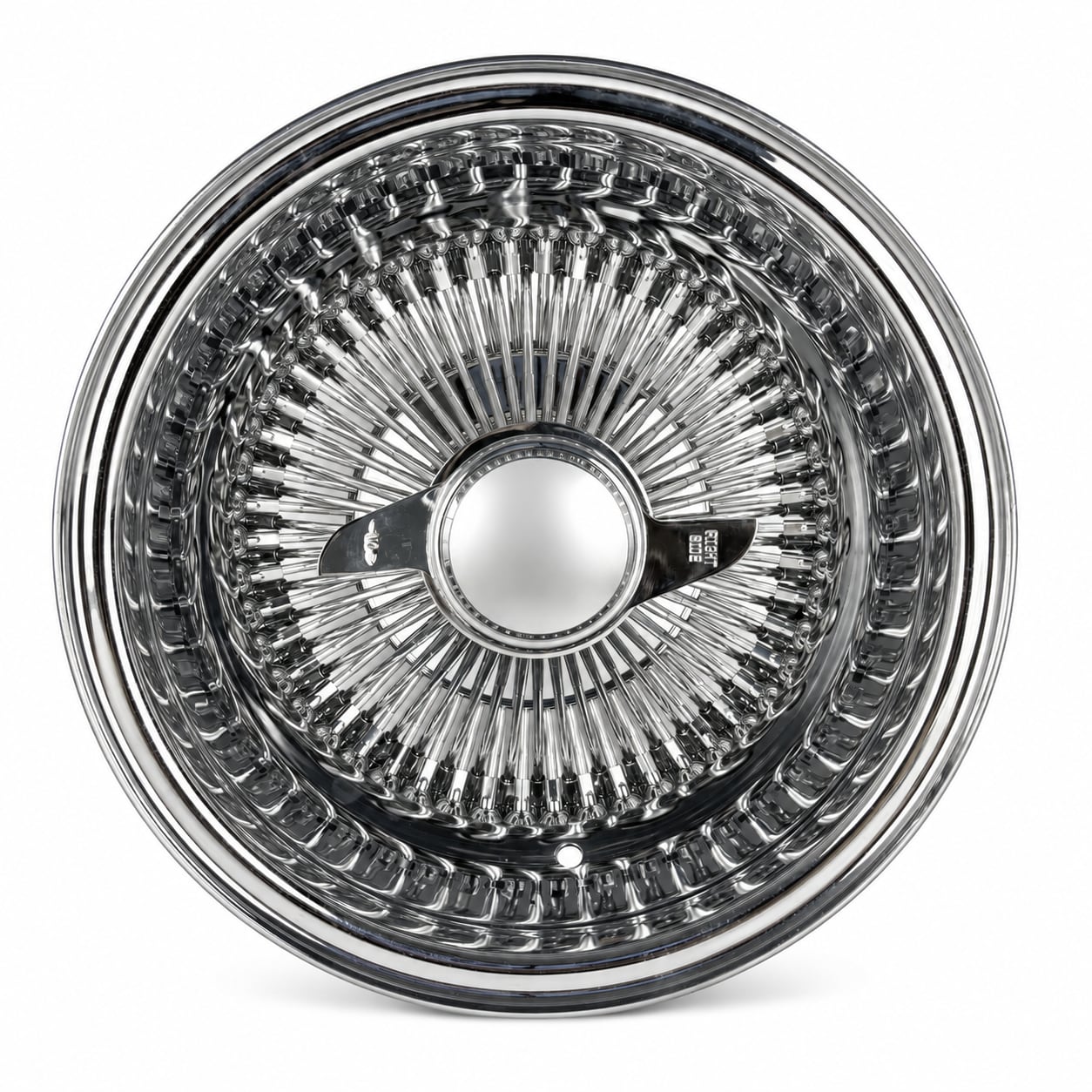13x7 Chrome Reverse Wire Wheel – 100-Spoke Straight Lace